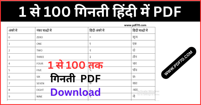 1 Se 100 Tak Ginti Hindi Me PDF